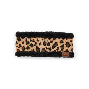 C.C Leopard Print Black Knit Soft Lined Headwrap